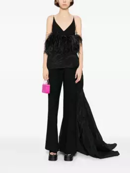 Расклешенные брюки с высокой талией из тафты с драпировкой Isabel Sanchis, черный