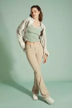 Расклешенные брюки с заниженной талией H&amp;M, бежевый