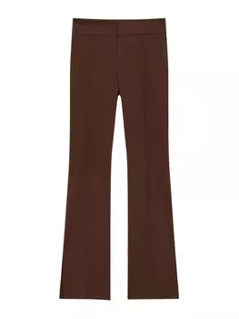 Расклешенные брюки со складками Pull&Bear, темно коричневый