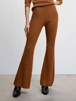 Расклешенные брюки тонкой вязки Mango Layers, средне-коричневый