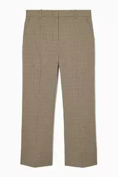 Расклешенные брюки в клетку – slim fit COS, цвет Brzowy/Krata