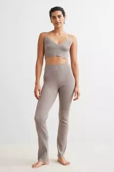Расклешенные брюки в полоску H&amp;M, серо-коричневый