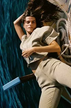 Расклешенные брюки в рубчик с эффектом потертости ZARA, хаки