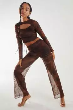 Расклешенные брюки в сетку Saturn Pink Vanilla, коричневый