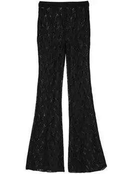 Расклешенные брюки в технике макраме Ermanno Scervino, черный