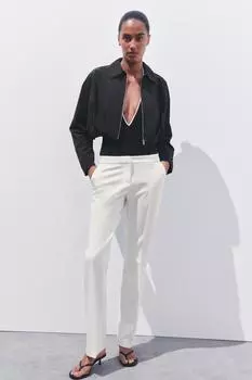 Расклешенные брюки ZARA, экрю