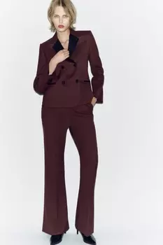 Расклешенные брюки ZARA, бордо
