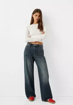 Расклешенные джинсы BAGGY Bershka, цвет Mottled Blue