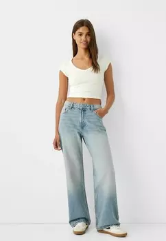Расклешенные джинсы BAGGY Bershka, светло-голубой
