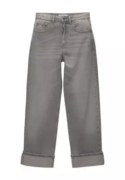Расклешенные джинсы BAGGY WITH TURN-UP HEMS PULL&BEAR, серый