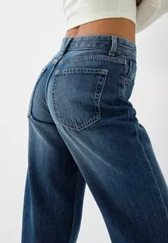 Расклешенные джинсы Bershka, темно-синий