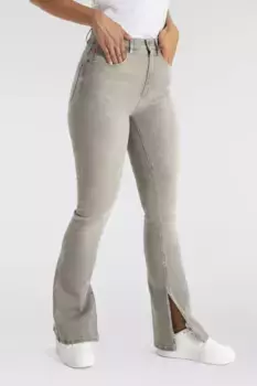 Расклешенные джинсы BOSS ORANGE "C_ROSA HR 2.0", с кожаным значком BOSS, серый