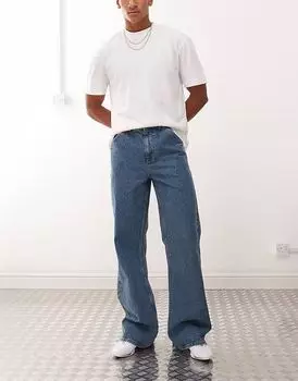 Расклешенные джинсы COLLUSION средней степени стирки со строчкой табачного цвета