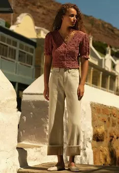 Расклешенные джинсы CROPPED TURN UP Next, бежевый