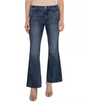 Расклешенные джинсы длиной до щиколотки до щиколотки Liverpool Los Angeles Hannah с плетеной отделкой и необработанным подолом, синий