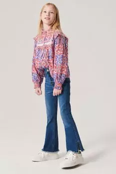 Расклешенные джинсы для девочек с потертостями и эффектом потертости River Island, синий