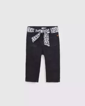 Расклешенные джинсы для девочки со съемным поясом-шарфом IKKS, синий