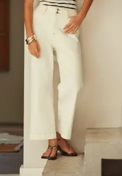 Расклешенные джинсы DOUBLE BUTTON CROPPED WIDE LEG Next, белый