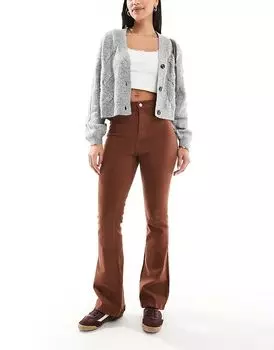 Расклешенные джинсы DTT Bianca с высокой талией шоколадно-коричневого цвета Don't Think Twice