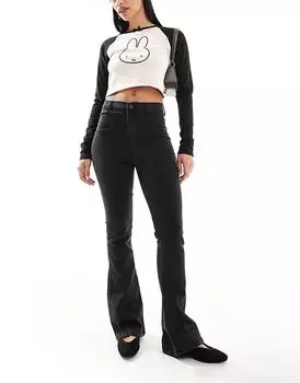 Расклешенные джинсы DTT Bianca с высокой талией в выстиранном черном цвете Don't Think Twice