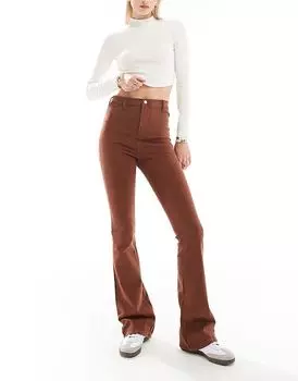 Расклешенные джинсы DTT Tall Bianca с высокой талией шоколадно-коричневого цвета Don't Think Twice