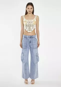 Расклешенные джинсы Glamorous, светло-голубой деним