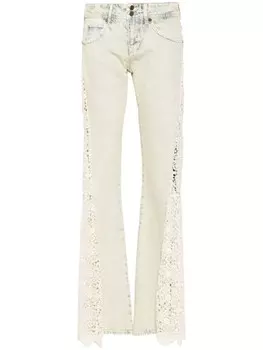 Расклешенные джинсы GUESS USA с кружевными вставками, серый