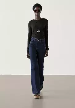 Расклешенные джинсы HIGH-WAIST Massimo Dutti, темно-синий