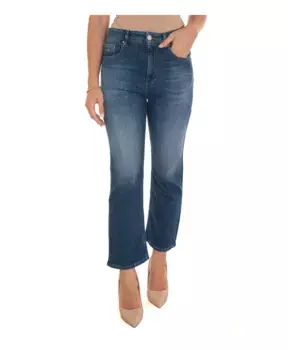 Расклешенные джинсы из денима с пуговицей украшением Tramarossa, синий