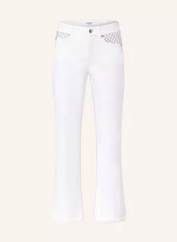 Расклешенные джинсы Париж с драгоценными камнями Cambio, белый