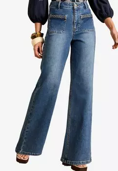 Расклешенные джинсы PATCH PLAIT POCKET WIDE LEG Love & Roses, синий