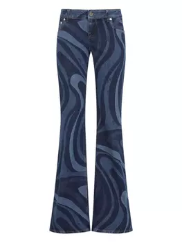Расклешенные джинсы PUCCI с принтом Marmo, синий