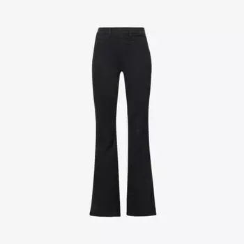 Расклешенные джинсы Pull On Flare с высокой посадкой и эластичным денимом Good American, черный