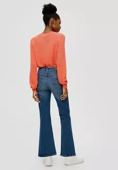 Расклешенные джинсы REENA HIGH RISE FLARED LEG GESCHLITZTER SAUM QS, темно-синий деним