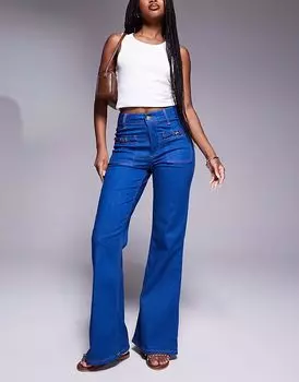 Расклешенные джинсы River Island свободного кроя ярко-синего цвета