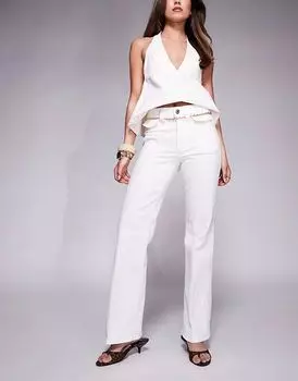 Расклешенные джинсы River Island свободного кроя с цепочкой белого цвета