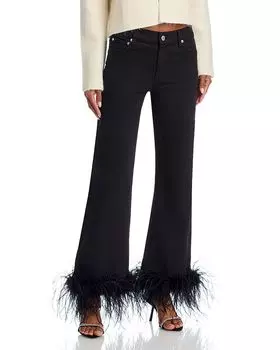 Расклешенные джинсы Roxie с отделкой из перьев Alice and Olivia, черный