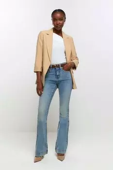 Расклешенные джинсы с эластичной посадкой и завышенной талией River Island, синий