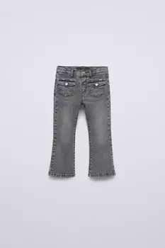 Расклешенные джинсы с карманами ZARA, черный