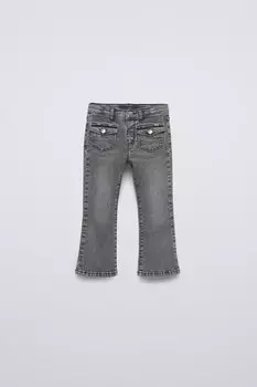 Расклешенные джинсы с карманами ZARA, черный