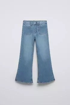 Расклешенные джинсы с карманами ZARA, индиго