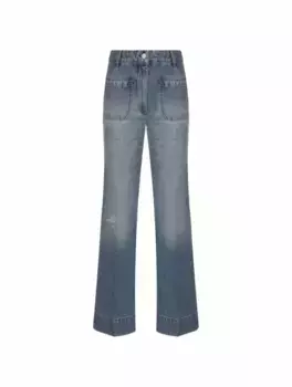 Расклешенные джинсы с логотипом Victoria Beckham, синий