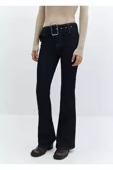 Расклешенные джинсы с поясом Mango, синий