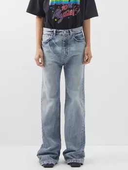 Расклешенные джинсы с потертостями Balenciaga, синий