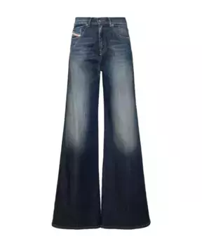 Расклешенные джинсы с потертостями Diesel, синий