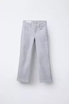 Расклешенные джинсы с шипами ZARA, серый