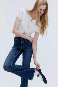 Расклешенные джинсы с высокой посадкой H&M, синий