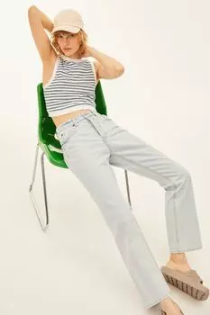 Расклешенные джинсы с высокой щиколоткой H&M, бледно-голубой деним