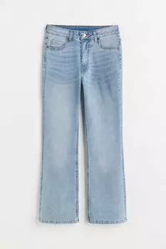 Расклешенные джинсы с высокой щиколоткой H&amp;M, светло-голубой деним