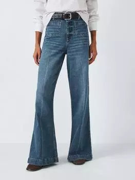 Расклешенные джинсы с высокой талией 70-х годов John Lewis, синий